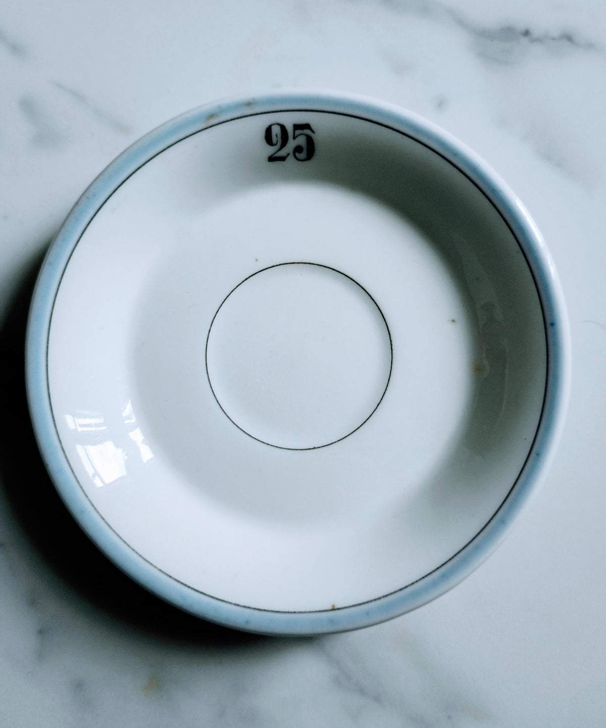 Vintage French Pillivuyt Light Blue  Rim Cafe 5" Saucer