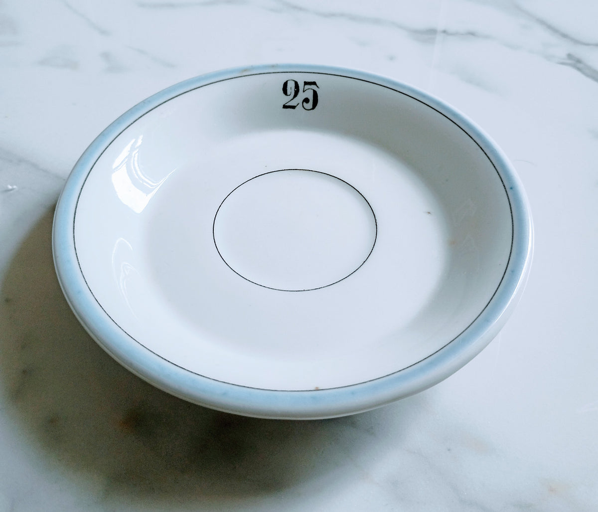 Vintage French Pillivuyt Light Blue  Rim Cafe 5" Saucer