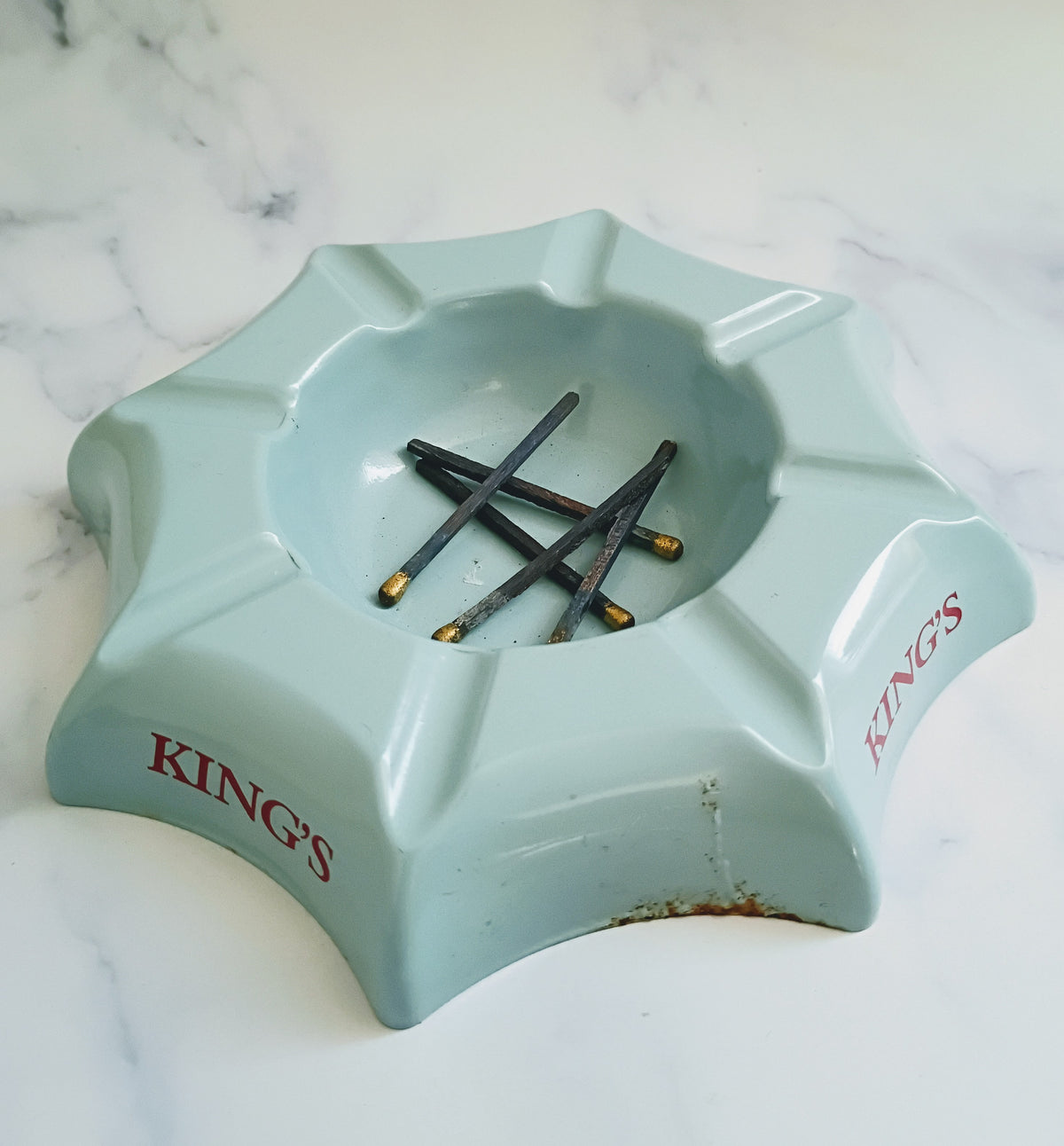 Vintage Blue Danish King's Ashtray
