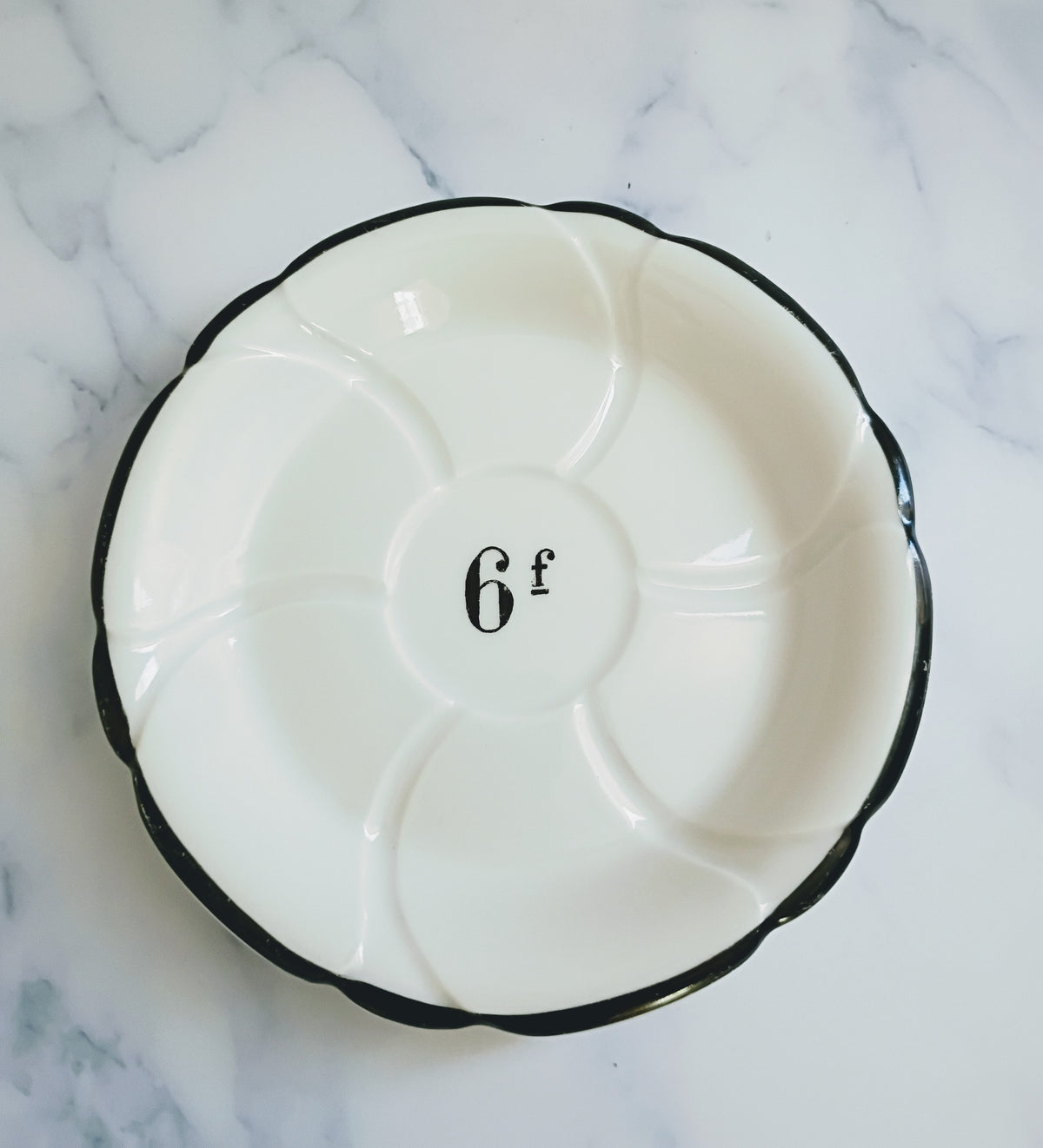 Vintage French 6 Franc Black Rim Bistro Saucer 5"