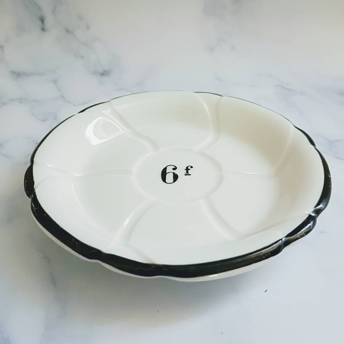 Vintage French 6 Franc Black Rim Bistro Saucer 5"