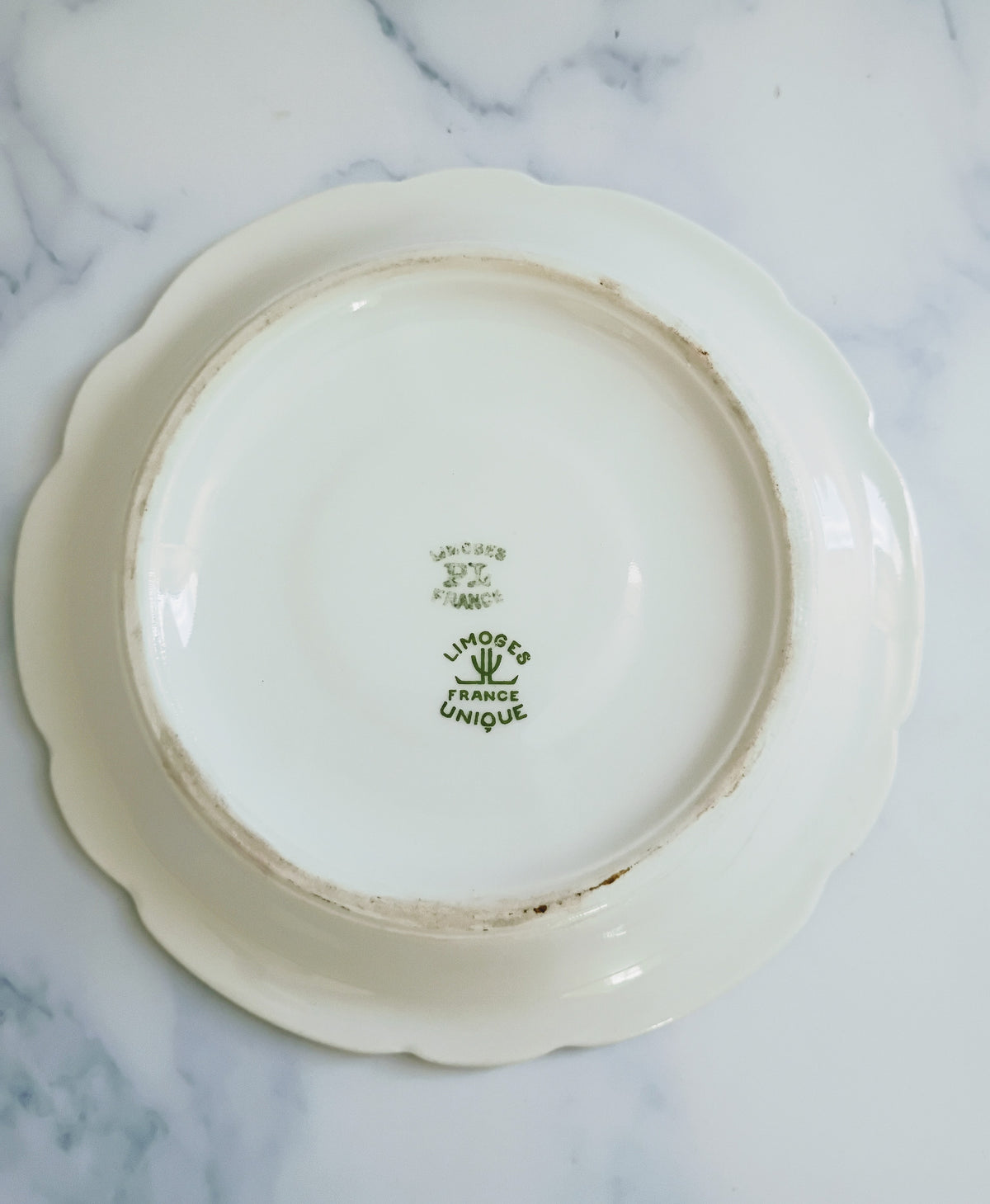 Vintage French 6 Franc Black Rim Bistro Saucer 5"