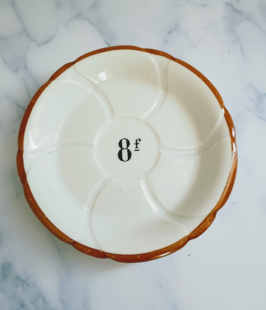 Vintage French 8 Franc Brown Rim Bistro Saucer 5"