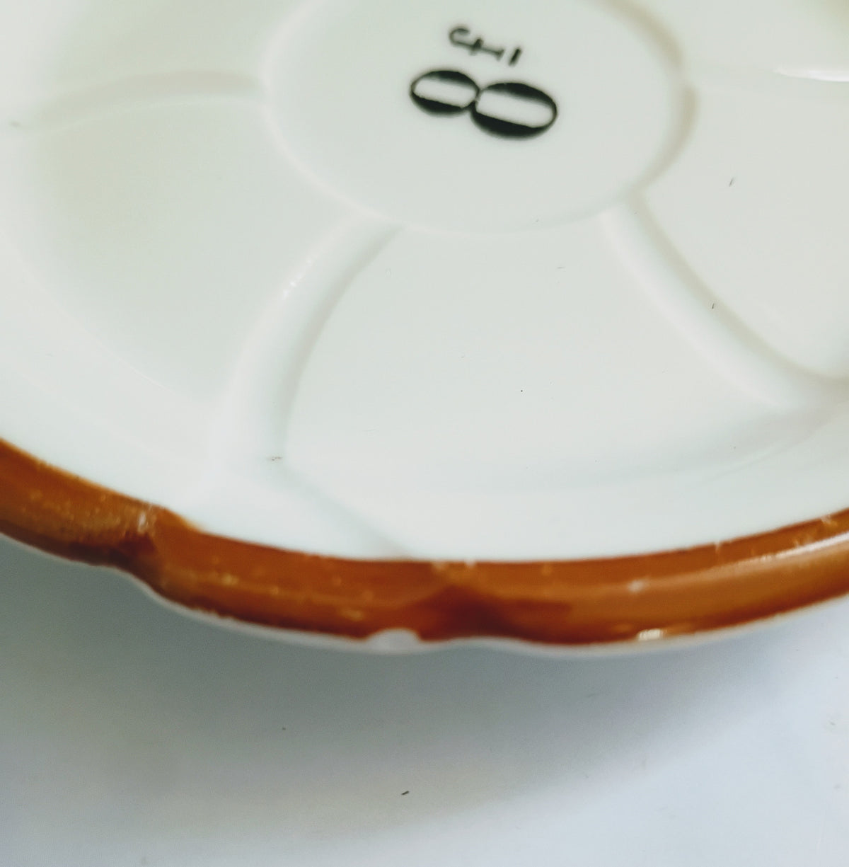 Vintage French 8 Franc Brown Rim Bistro Saucer 5"