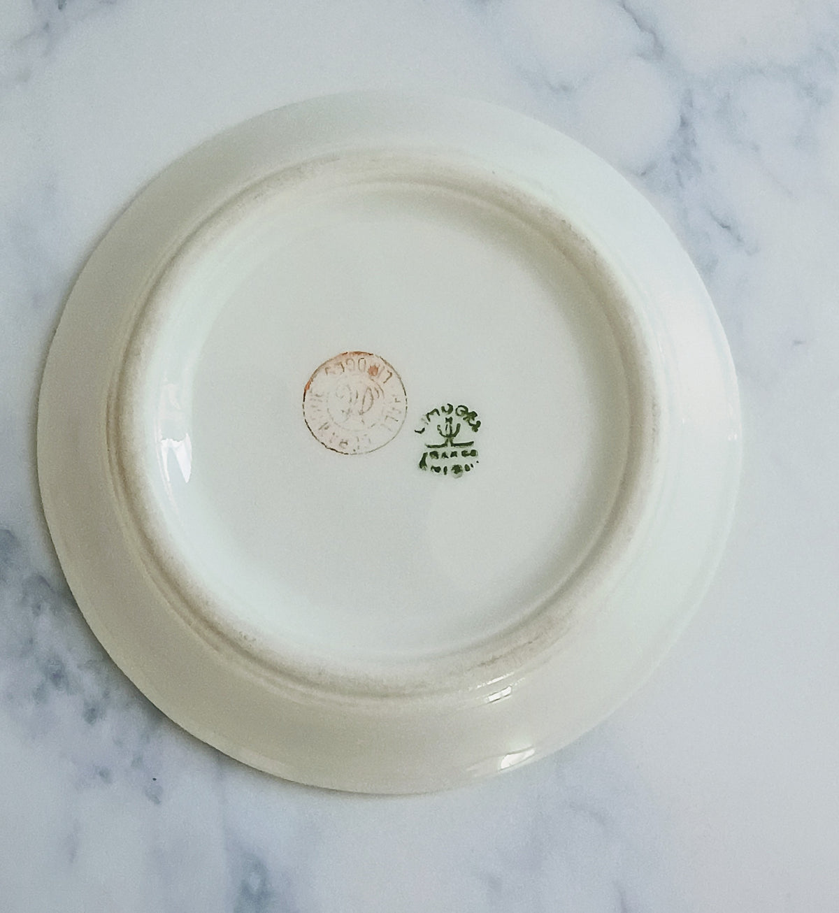 Vintage French 3 Franc Yellow Rim Bistro Saucer 4"
