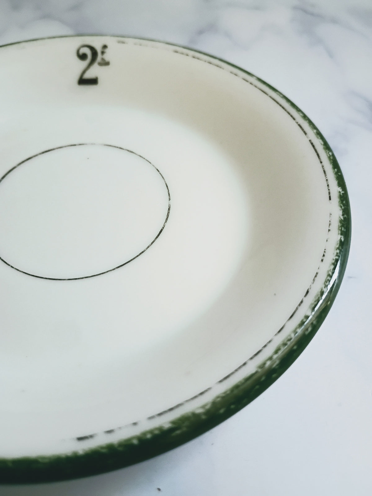 Vintage French 2 Franc Green Rim Cafe 5" Saucer