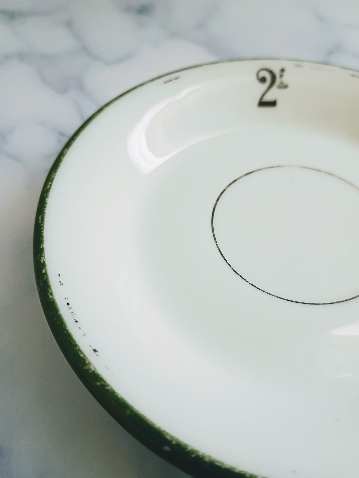 Vintage French 2 Franc Green Rim Cafe 5" Saucer
