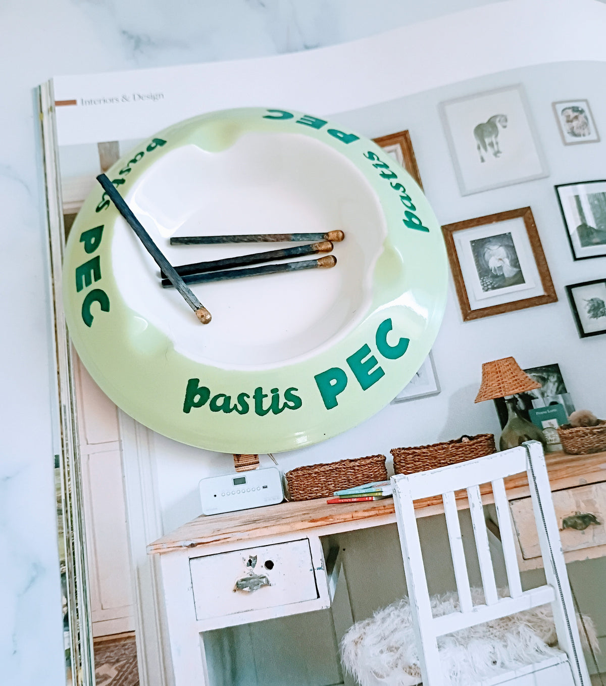 Vintage French Mint Green Pastis Pec Advertising Ashtray