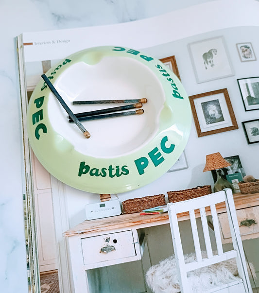 Vintage French Mint Green Pastis Pec Advertising Ashtray