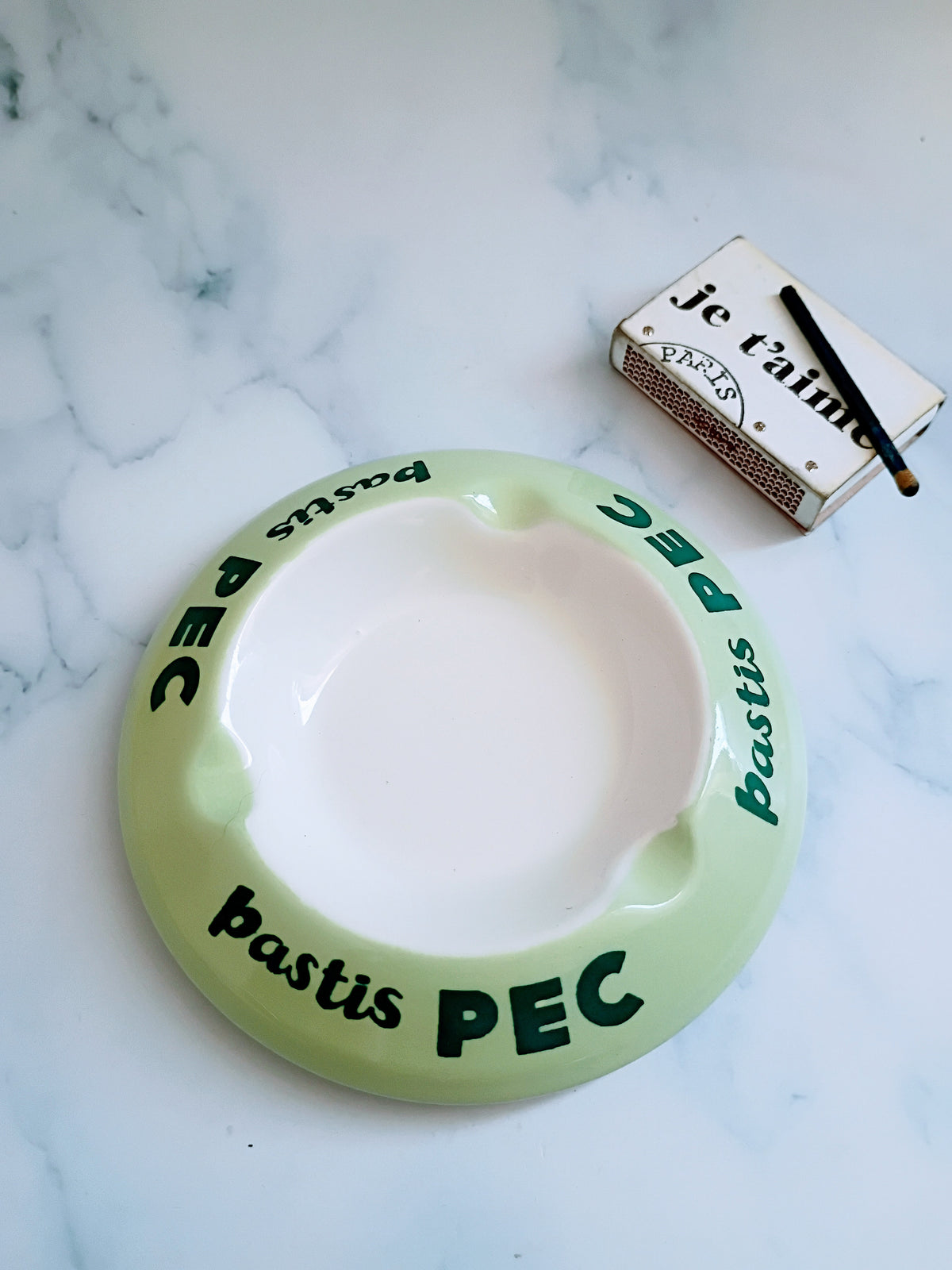 Vintage French Mint Green Pastis Pec Advertising Ashtray