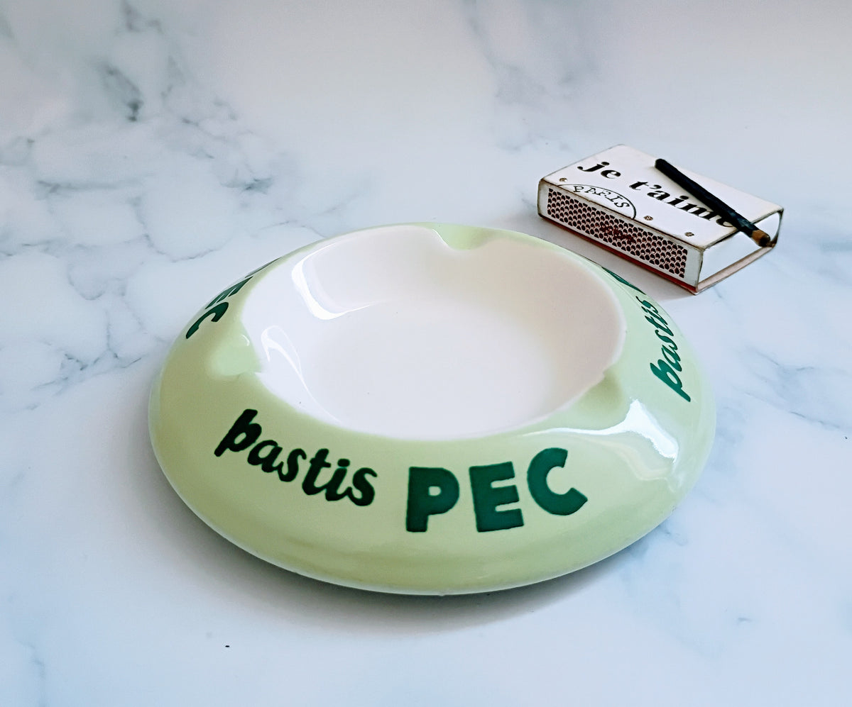 Vintage French Mint Green Pastis Pec Advertising Ashtray