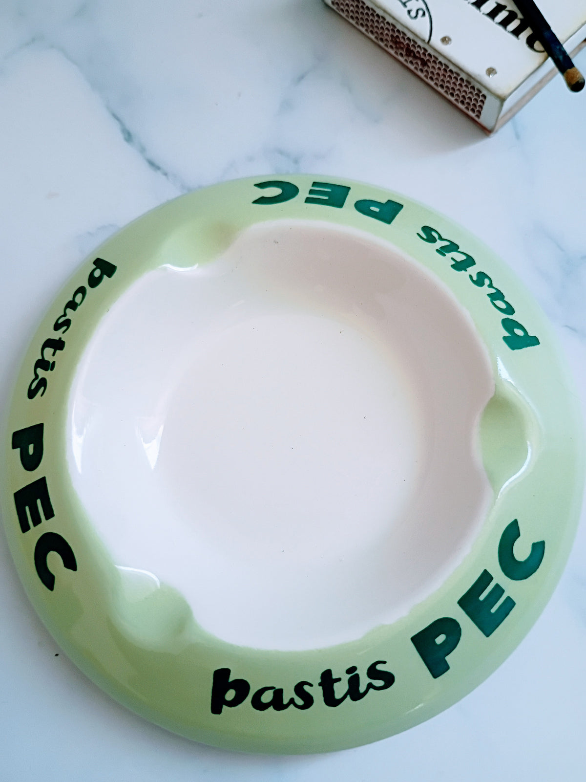 Vintage French Mint Green Pastis Pec Advertising Ashtray