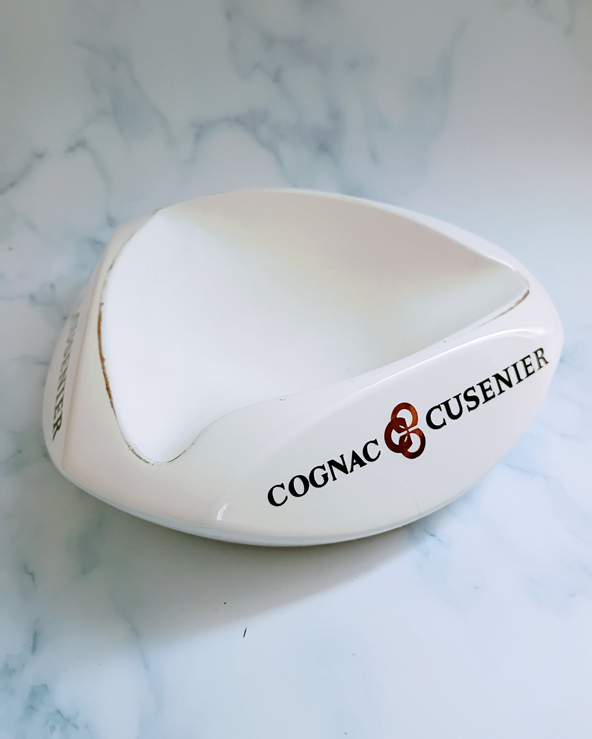 Vintage French Ambassadeur Cusenier Large White Ashtray