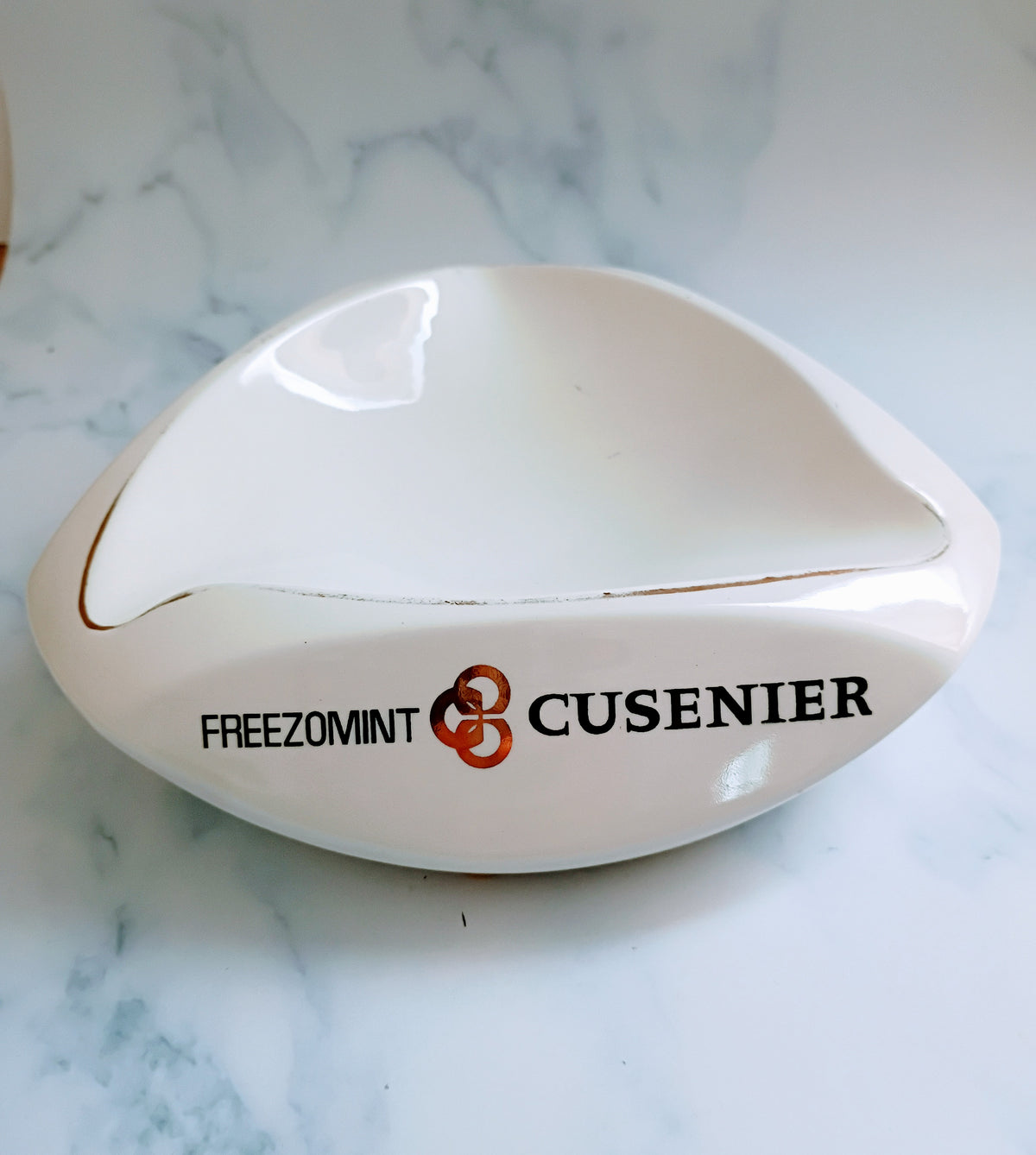 Vintage French Ambassadeur Cusenier Large White Ashtray