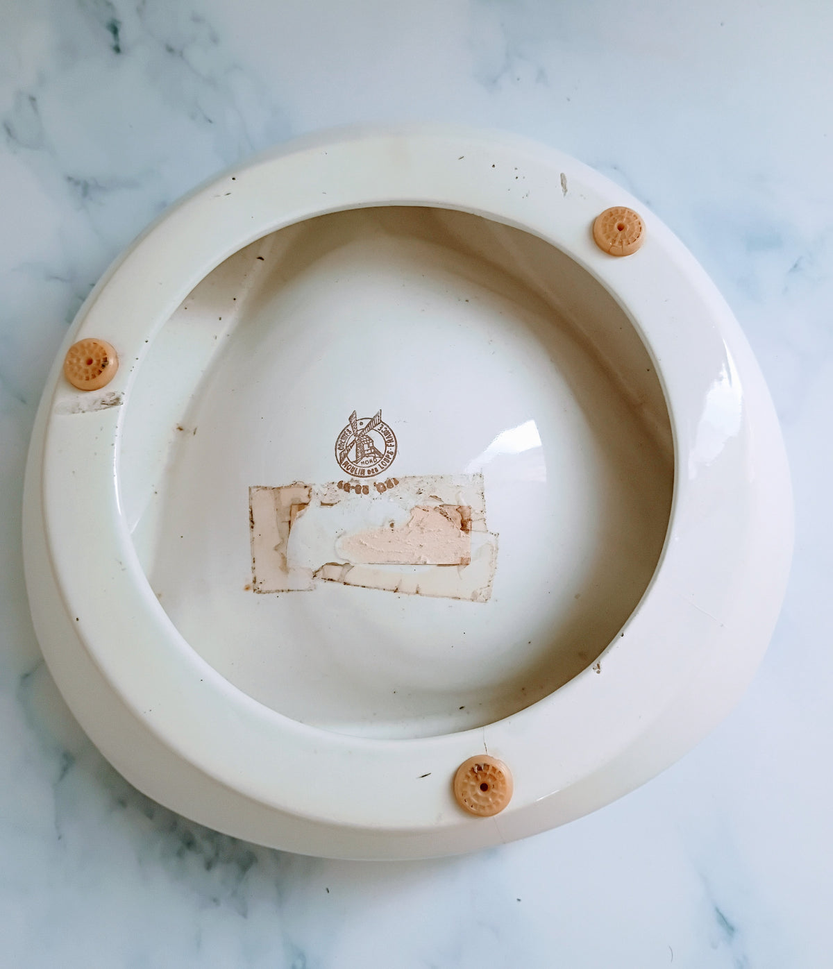 Vintage French Ambassadeur Cusenier Large White Ashtray