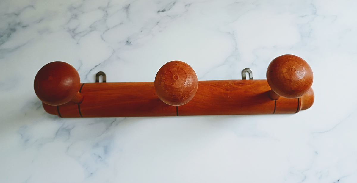 Antique French Faux Bamboo Coat Hat Rack - 3 Hooks
