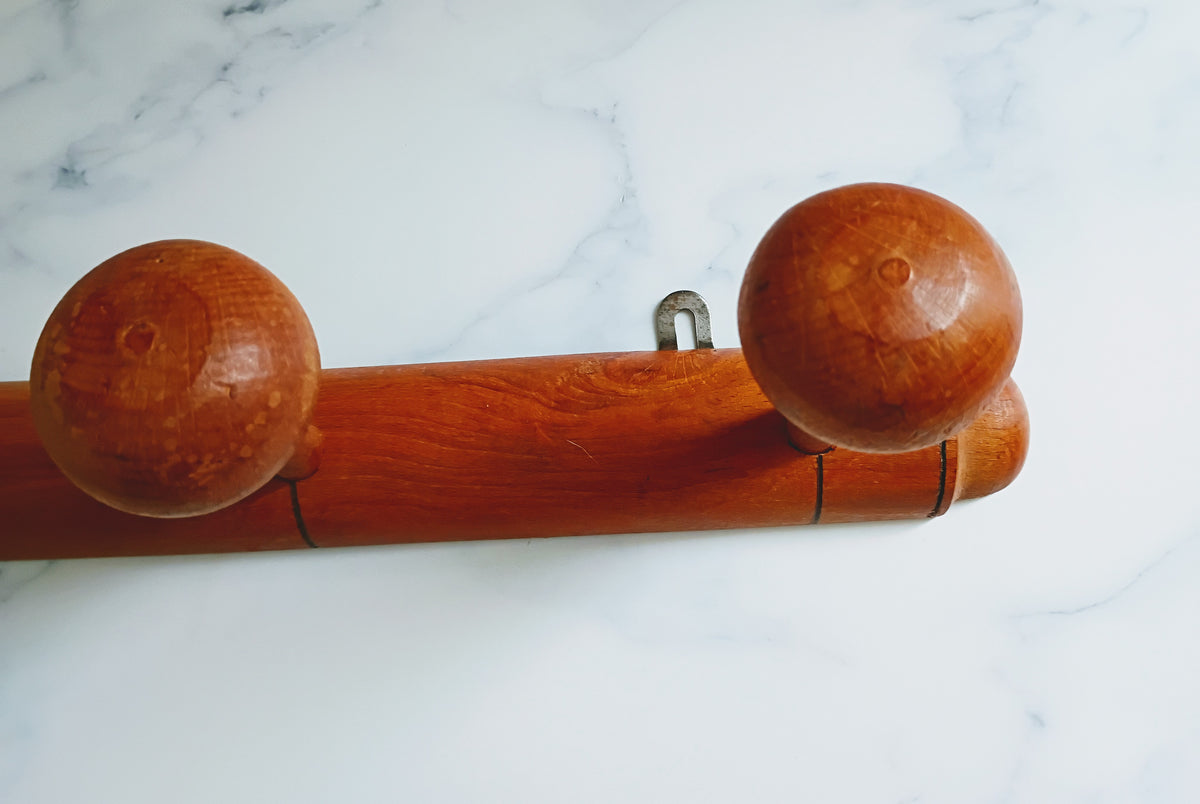 Antique French Faux Bamboo Coat Hat Rack - 3 Hooks