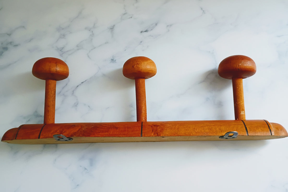 Antique French Faux Bamboo Coat Hat Rack - 3 Hooks