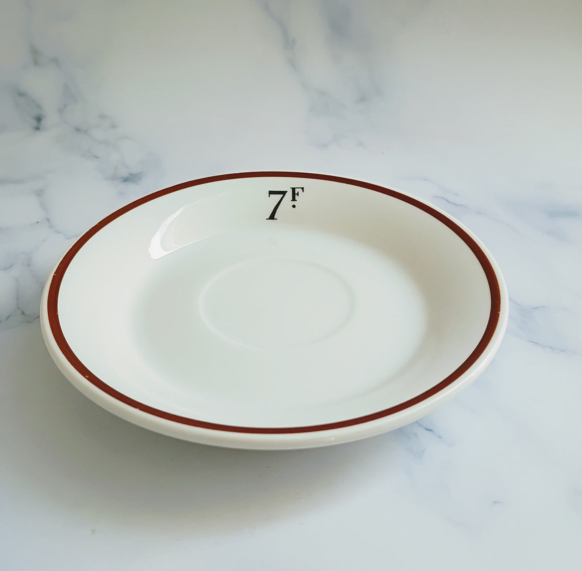 Vintage French Pillivuyt 7 Francs Brown Rim Bistro Saucer 5"