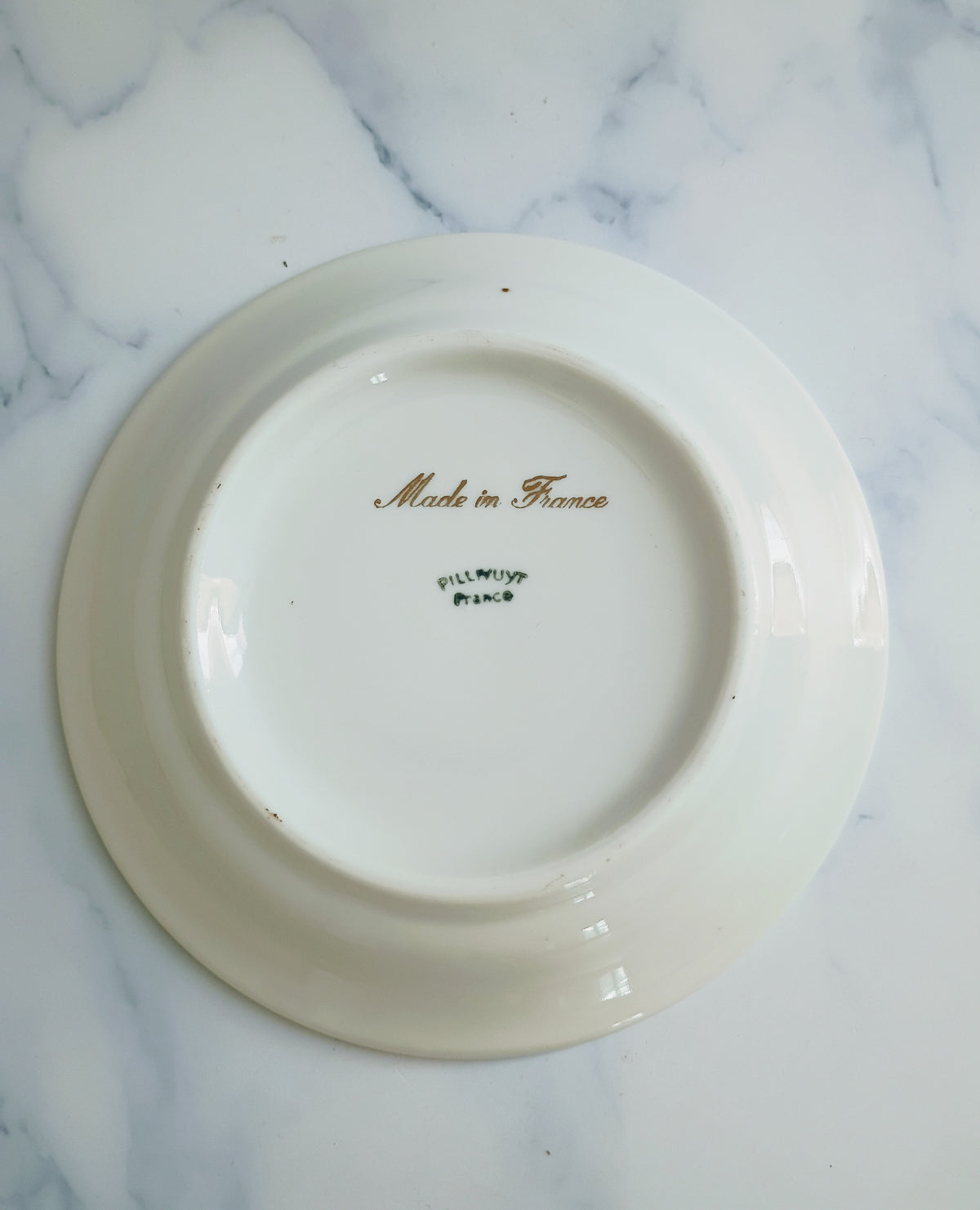 Vintage French Pillivuyt 7 Francs Brown Rim Bistro Saucer 5"