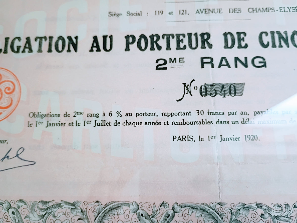 1920 Paris Carlton Hotel Bond Print